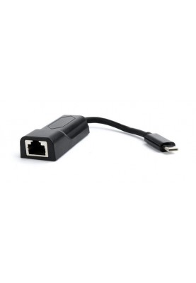 Адаптер Cablexpert USB Type-C - RJ-45 (M/F), 0.15 м, чорний (A-CM-LAN-01)