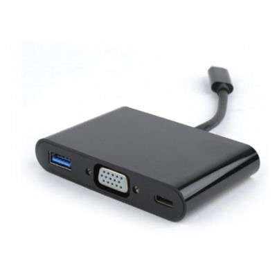 Адаптер Cablexpert (A-CM-VGA3in1-01) USB3.1 Type C-Type-C/USB3.0/VGA, 0.15 м, чорний