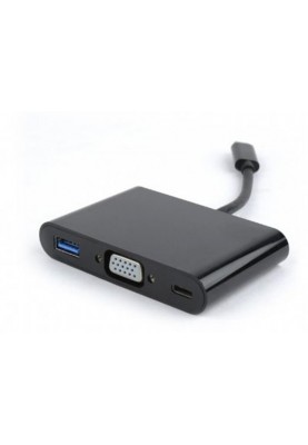 Адаптер Cablexpert (A-CM-VGA3in1-01) USB3.1 Type C-Type-C/USB3.0/VGA, 0.15 м, чорний
