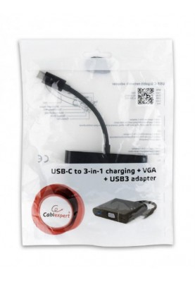 Адаптер Cablexpert (A-CM-VGA3in1-01) USB3.1 Type C-Type-C/USB3.0/VGA, 0.15 м, чорний