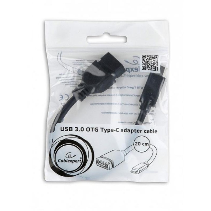 Кабель Cablexpert USB Type-C - USB V 3.0 (M/F), 0.2 м, чорний (A-OTG-CMAF3-01)