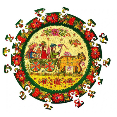 Пазл дерев`яний UkrainianPuzzles Петриківське весілля
