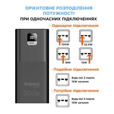 Універсальна мобільна батарея Sigma mobile X-Power SI50A6QLX 50000mAh Black (4827798741313)