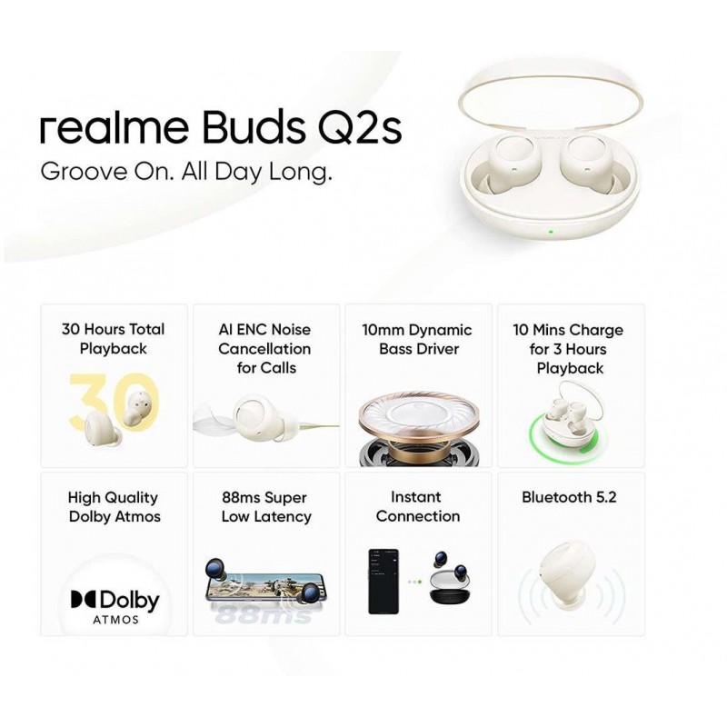 Bluetooth-гарнітура Realme Buds Q2S Paper White EU_