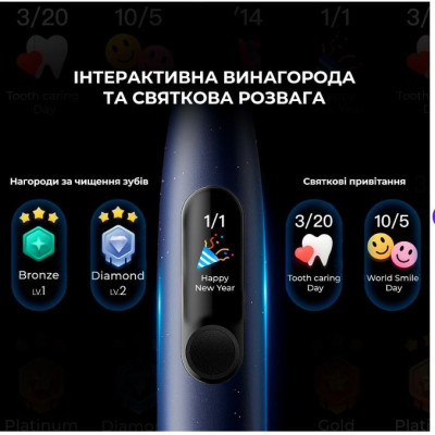Розумна зубна електрощітка Oclean X Pro Digital Electric Toothbrush Dark Blue (6970810553482)