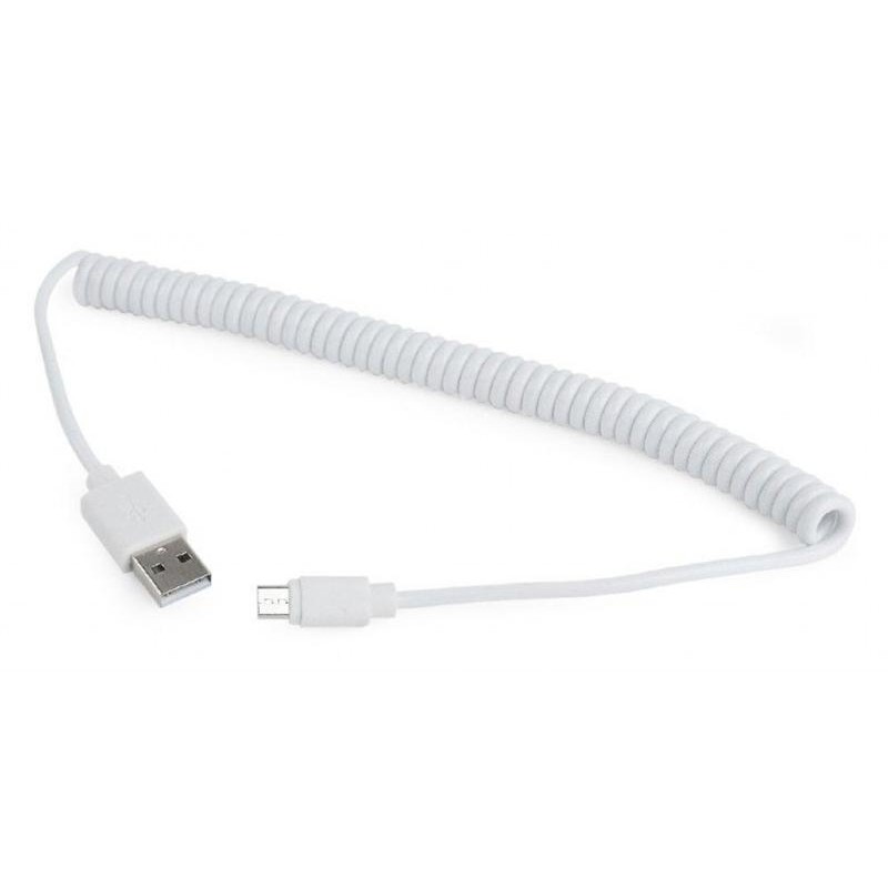 Кабель Cablexpert USB - micro USB V 2.0 (M/M), 1.8 м, спіральний, білий (CC-mUSB2C-AMBM-6-W)
