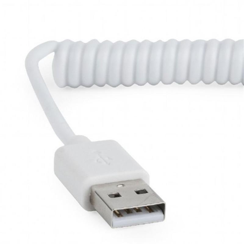Кабель Cablexpert USB - micro USB V 2.0 (M/M), 1.8 м, спіральний, білий (CC-mUSB2C-AMBM-6-W)