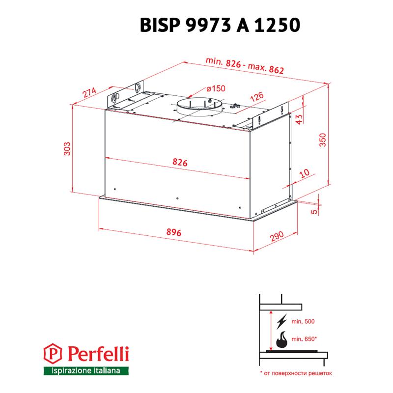 Вытяжка Perfelli BISP 9973 A 1250 W LED Strip