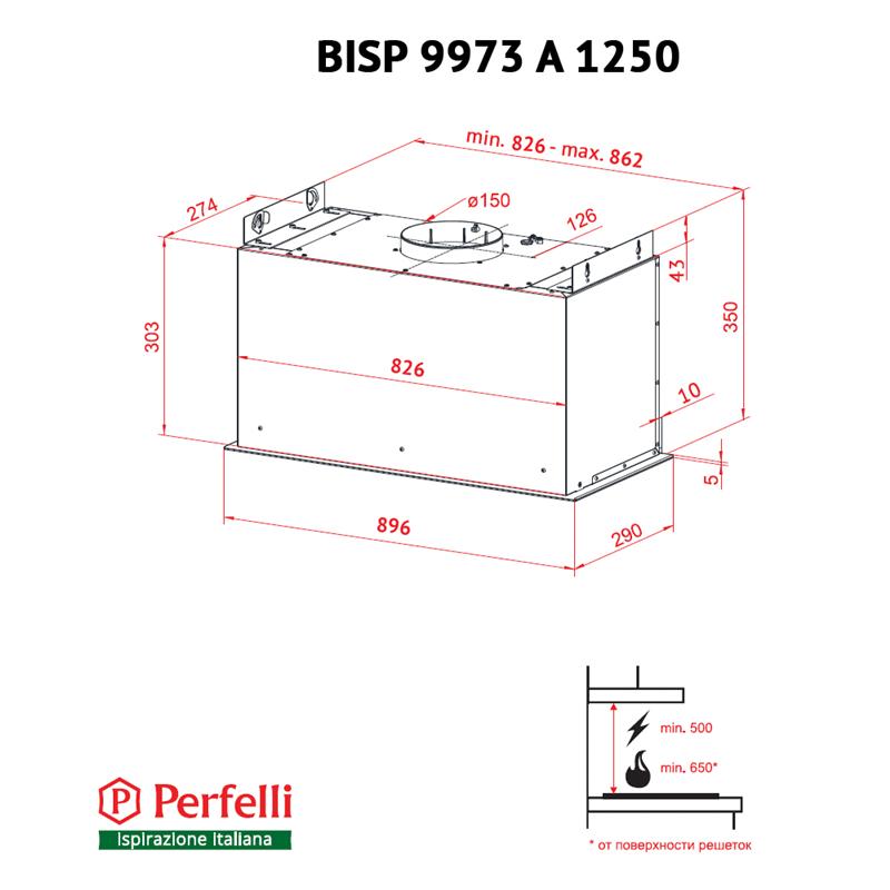 Вытяжка Perfelli BISP 9973 A 1250 IV LED Strip