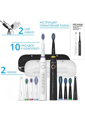 Набір зубних щіток Pecham Black and White Travel Set PC-084 (0290119010100)