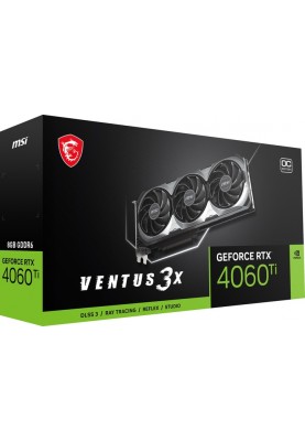 Відеокарта GF RTX 4060 Ti  8GB GDDR6 Ventus 3X E OC MSI (GeForce RTX 4060 TI VENTUS 3X E 8G OC)