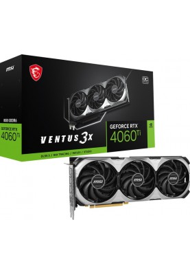 Відеокарта GF RTX 4060 Ti  8GB GDDR6 Ventus 3X E OC MSI (GeForce RTX 4060 TI VENTUS 3X E 8G OC)