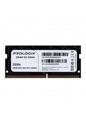 Модуль пам`ятi SO-DIMM 16GB/3200 1.35V DDR4 Prologix (PRO16GB3200D4SX)