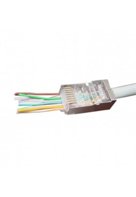 Конектор RJ 45 Cablexpert (LC-PTF-01/100) екранований, із позолоченими контактами, з наскрізними отворами (100 шт/уп)