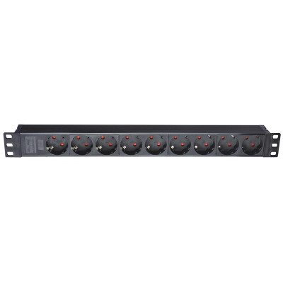 Блок розеток EServer 1U 19" (WT-2260B-GER) без вимик., пласт. корпус, 9 розеток, 1.8м