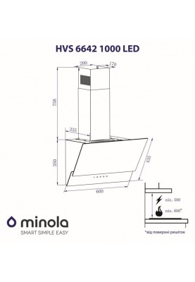 Витяжка Minola HVS 6642 WH 1000 LED