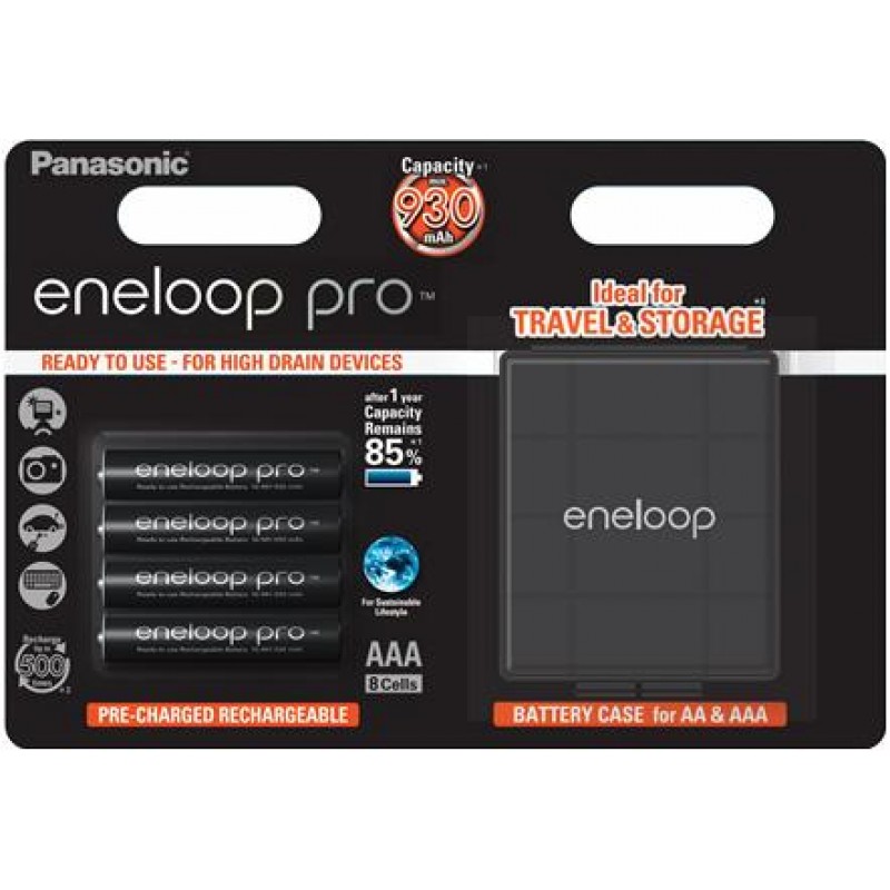 Акумулятори Panasonic Eneloop Pro AAA/HR03 NI-MH 930 mAh BL 4 шт + case