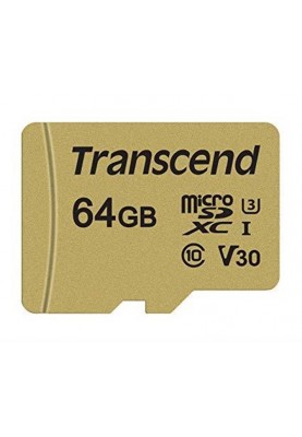 Карта пам`ятi MicroSDXC 64GB UHS-I/U3 Class 10 Transcend 500S + SD-adapter (TS64GUSD500S)