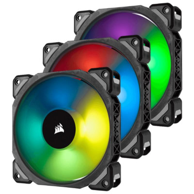Вентилятор Corsair ML120 Pro RGB 3 Fan Pack (CO-9050076-WW), 120x120x25мм, 4-pin, чорний