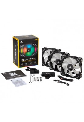 Вентилятор Corsair ML120 Pro RGB 3 Fan Pack (CO-9050076-WW), 120x120x25мм, 4-pin, чорний