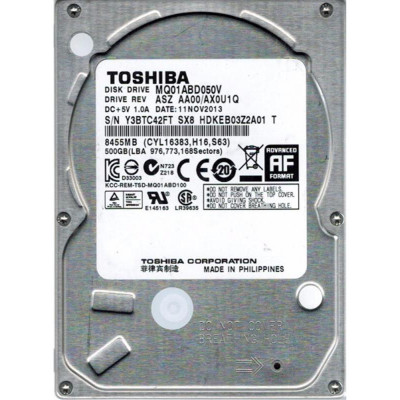 Накопичувач HDD 2.5" SATA  500GB Toshiba 5400rpm 8MB (MQ01ABD050V_2019)