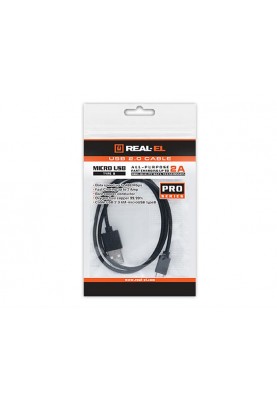 Кабель REAL-EL Pro USB - micro USB V 2.0 (M/M), 0.6 м, чорний (EL123500021)