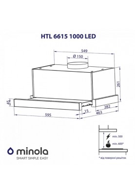 Витяжка Minola HTL 6615 I 1000 LED