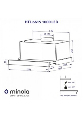 Витяжка Minola HTL 6615 WH 1000 LED