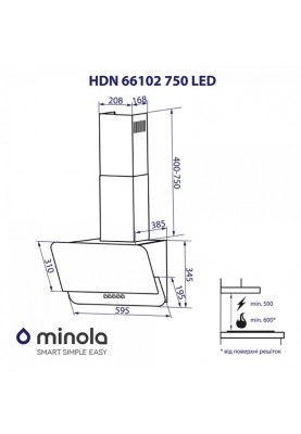 Витяжка Minola HDN 66102 BL 1000 LED