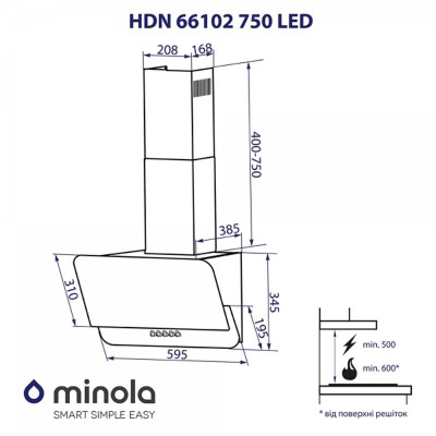 Витяжка Minola HDN 66102 BL 1000 LED