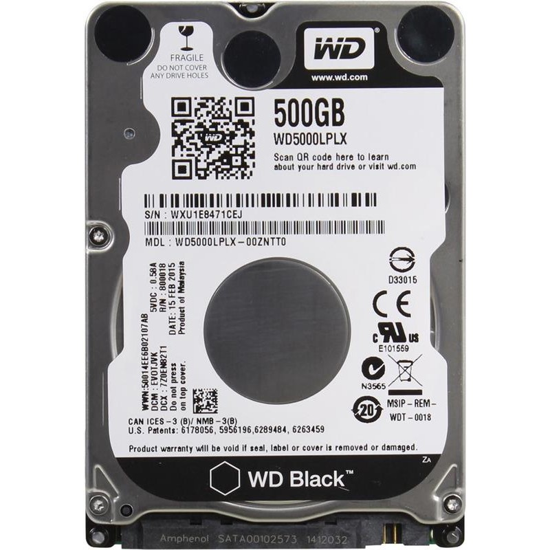 Накопичувач HDD 2.5" SATA 500GB WD Black 7200rpm 32MB (WD5000LPLX)