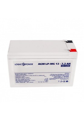 Акумуляторна батарея LogicPower 12V 7.2AH (LPM-MG 12 - 7.2 AH) AGM мультігель