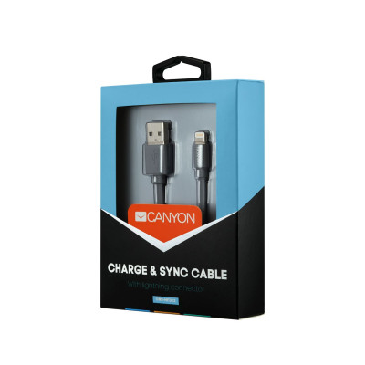 Кабель Canyon USB - Lightning (M/M) 0.96 м, Dark Grey (CNS-MFIC2DG)