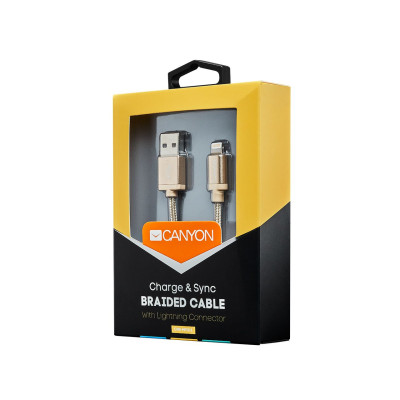 Кабель Canyon USB - Lightning (M/M) 1 м, Gold (CNS-MFIC3GO)