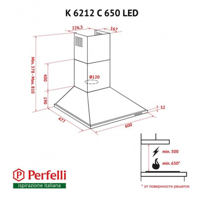 Витяжка Perfelli K 6212 C IV 650 LED