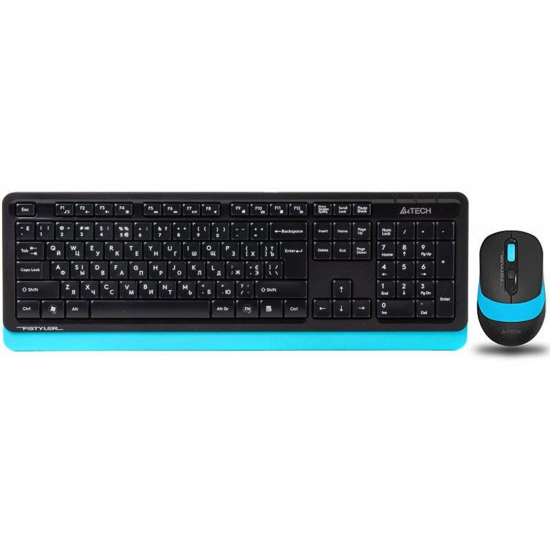 Комплект (клавіатура, мишка) бездротовий A4Tech FG1010 Black/Blue USB