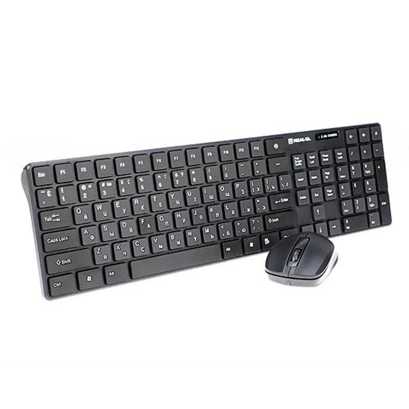 Комплект (клавіатура, миша) бездротовий REAL-EL Comfort 9010 Kit Black USB