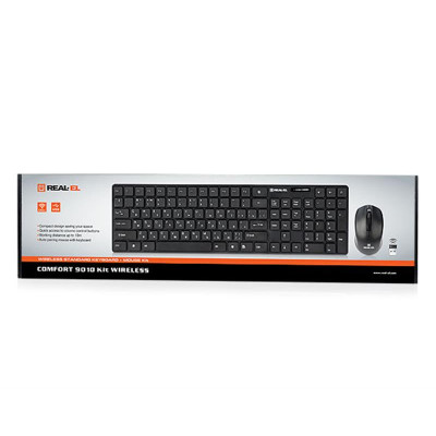 Комплект (клавіатура, миша) бездротовий REAL-EL Comfort 9010 Kit Black USB