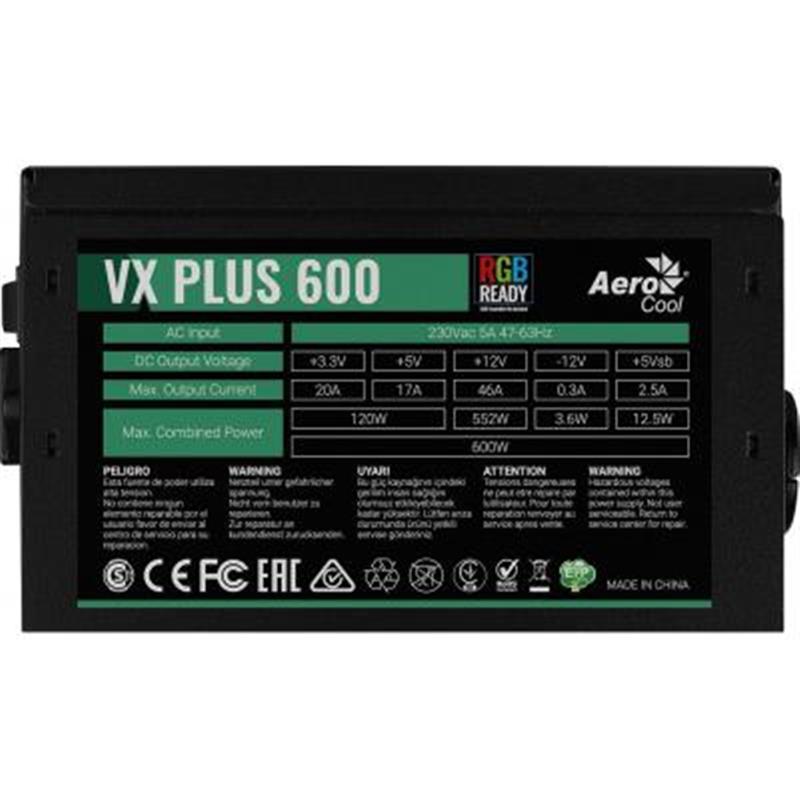 Блок питания AeroCool VX Plus 600 RGB 600W