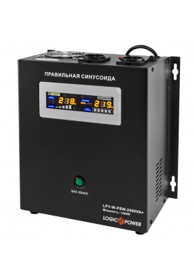 Джерело безперебійного живлення LogicPower LPY-W-PSW-2000VA+ (1400Вт)10A/20A, Lin.int., AVR, 2 х євро, метал, настінний