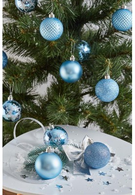 Набір ялинкових куль ColorWay (CW-MCB624LB) Merry Christmas mix, 6см, Light Blue, 24шт