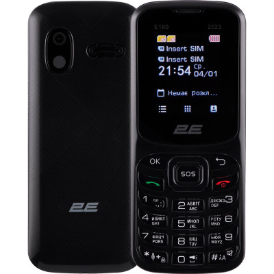 Мобiльний телефон 2E E180 2023 Dual Sim Black (688130251044) Мобiльний телефон 2E E180 2023 Dual Sim Black (688130251044)