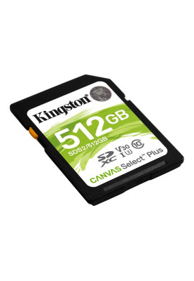 Карта пам`яті SDXC 512GB UHS-I/U3 Class 10 Kingston Canvas Select Plus R100/W85MB/s (SDS2/512GB)
