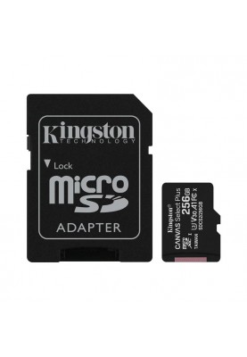 Карта пам`яті MicroSDXC 256GB UHS-I/U3 Class 10 Kingston Canvas Select Plus R100/W85MB/s + SD-адаптер (SDCS2/256GB)