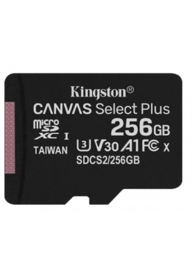 Карта пам`яті MicroSDXC 256GB UHS-I/U3 Class 10 Kingston Canvas Select Plus R100/W85MB/s (SDCS2/256GBSP)