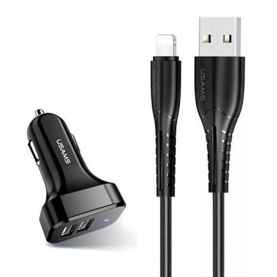 Автомобільний зарядний пристрій Usams U35 (2xUSB, 2.1A) Black (6958444985961) + кабель Lightning Автомобільний зарядний пристрій Usams U35 (2xUSB, 2.1A) Black (6958444985961) + кабель Lightning
