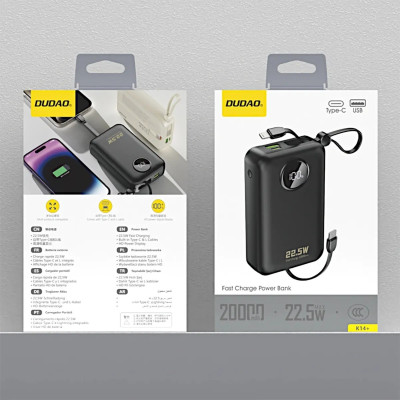 Універсальна мобільна батарея Dudao K14+ 20000mAh 22.5W Black (6977196680016) Універсальна мобільна батарея Dudao K14+ 20000mAh 22.5W Black (6977196680016)