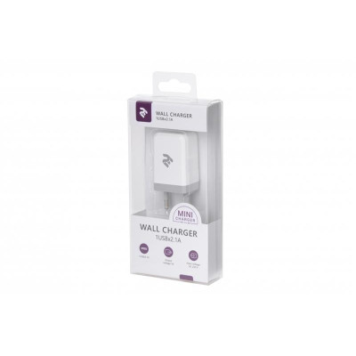 Мережевий зарядний пристрій 2E (1USB 2.1A) White (2E-WC1USB2.1A-W)