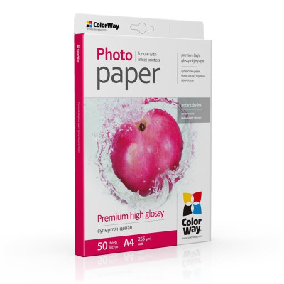 Фотопапiр ColorWay суперглянсовий 255г/м2 A4 50л (PSG255050A4)