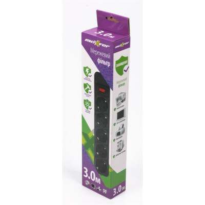 Фільтр живлення  Maxxter 5 розеток 3м (SPM5-G-10B) чорний